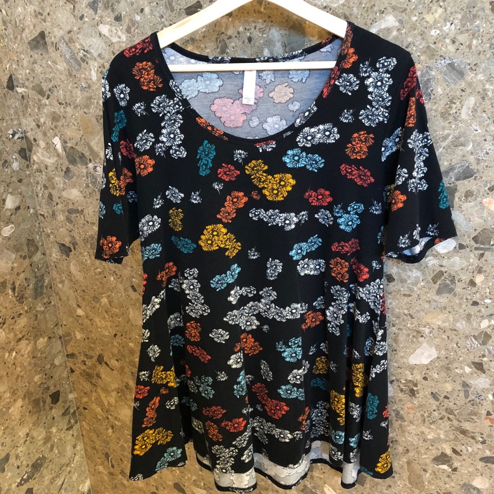 Black Floral Swing Top
